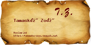 Tamaskó Zoé névjegykártya
